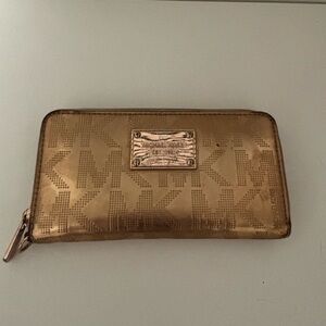 Michael Kors Metallic Gold Zip Wallet